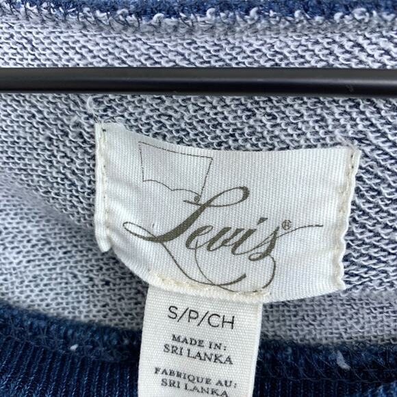 Levis Flower Applique Sweatshirt Blue French Terry Raglan Sleeve Womens Small - Picture 6 of 6